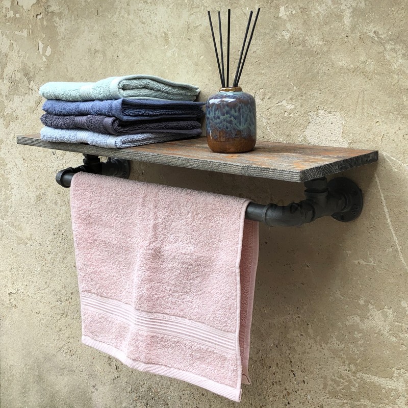 FÜRDŐSZOBA POLC TÖRÖLKÖZŐ TARTÓVAL LOFT/INDUSTRIAL DESIGN FALI POLCOK FÜRDŐSZOBA POLC TÖRÖLKÖZŐ TARTÓVAL LOFT/INDUSTRIAL DESIGN FALI POLCOK